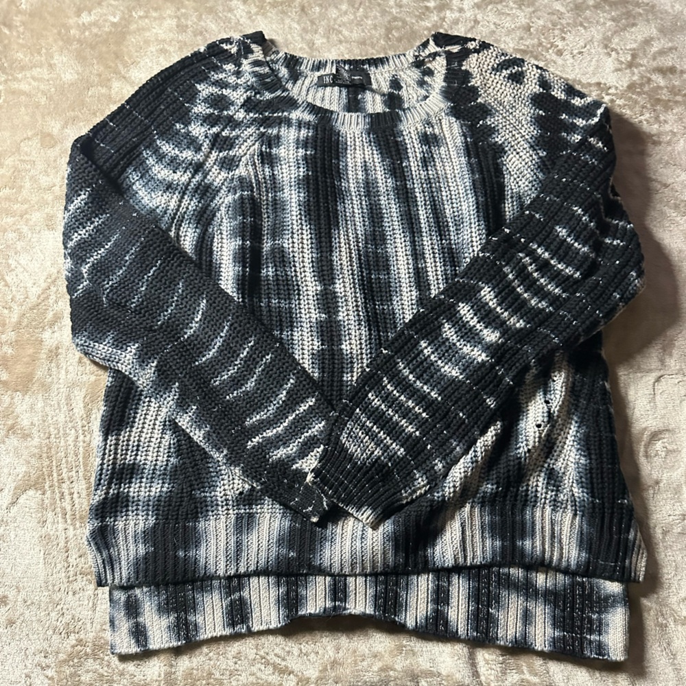INC International Concepts Black and White Tie-Dye Sweatshirt